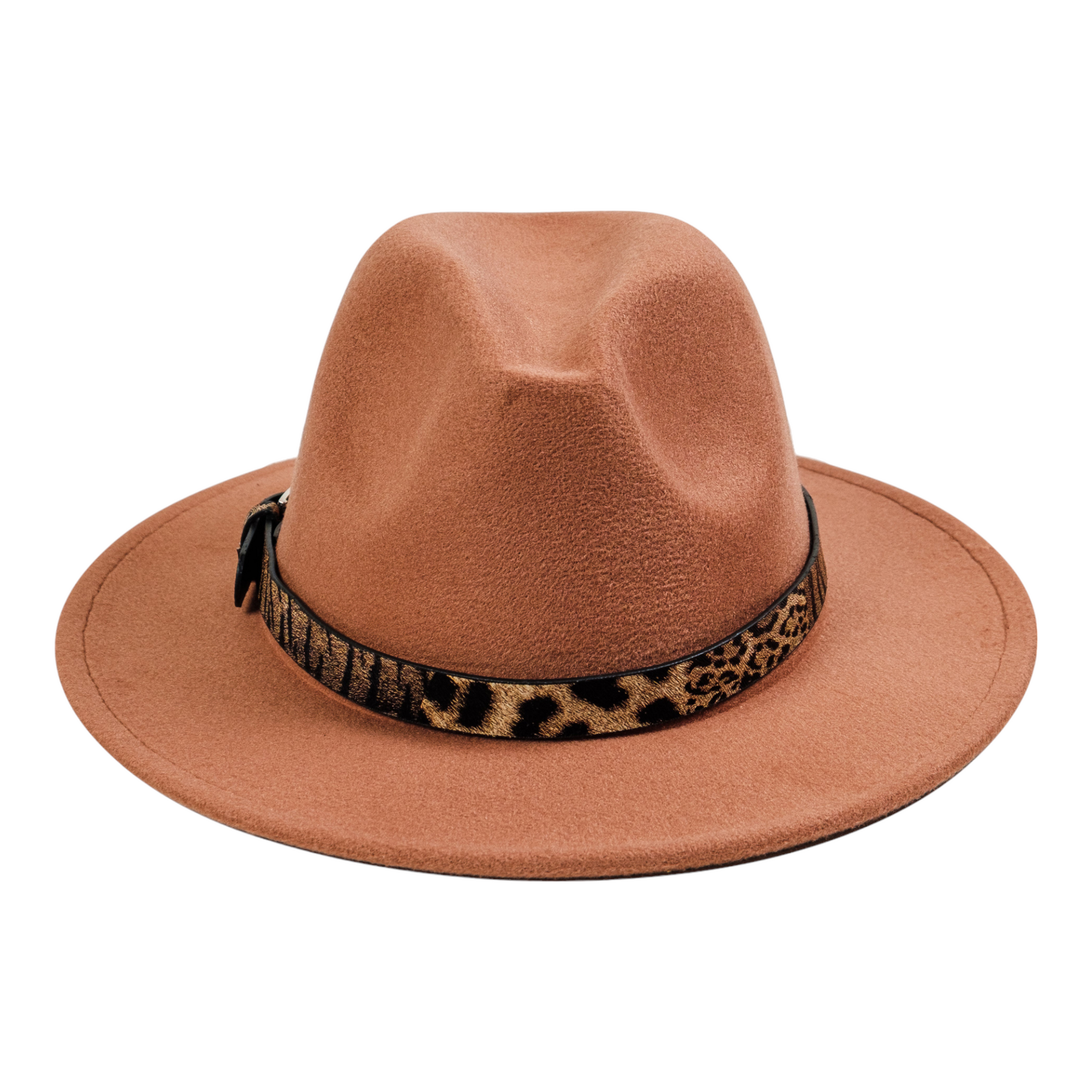 Chokore Chokore Fedora Hat with Leopard Belt (Beige) Chokore Fedora Hat with Leopard Belt (Beige) 