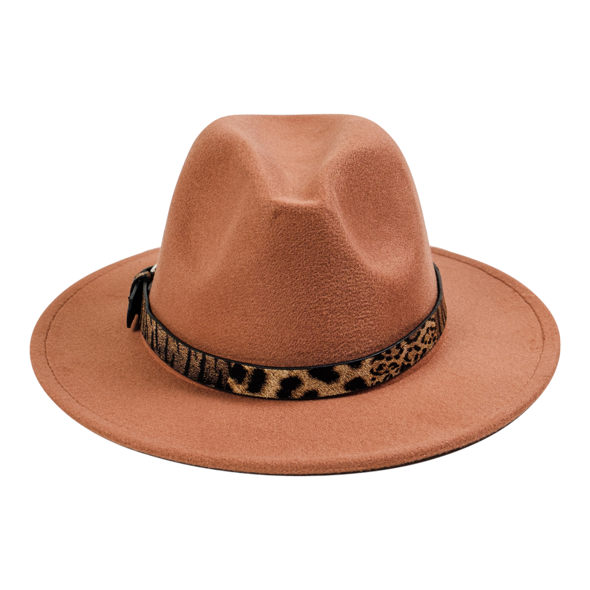 Chokore Fedora Hat with Leopard Belt (Beige)