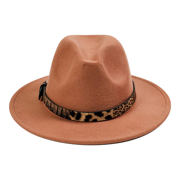 Chokore Chokore Fedora Hat with Leopard Belt (Khaki) Chokore Fedora Hat with Leopard Belt (Khaki) 