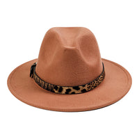 Chokore Chokore Fedora Hat with Leopard Belt (Khaki)