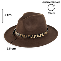 Chokore Chokore Fedora Hat with Leopard Belt (Chocolate Brown)