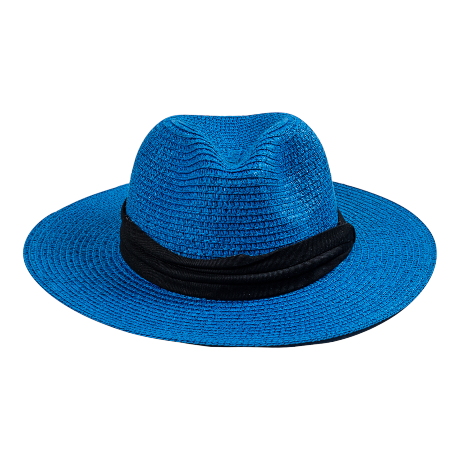 Chokore Chokore Straw Fedora Hat with Wide Brim (Blue) Chokore Straw Fedora Hat with Wide Brim (Blue) 