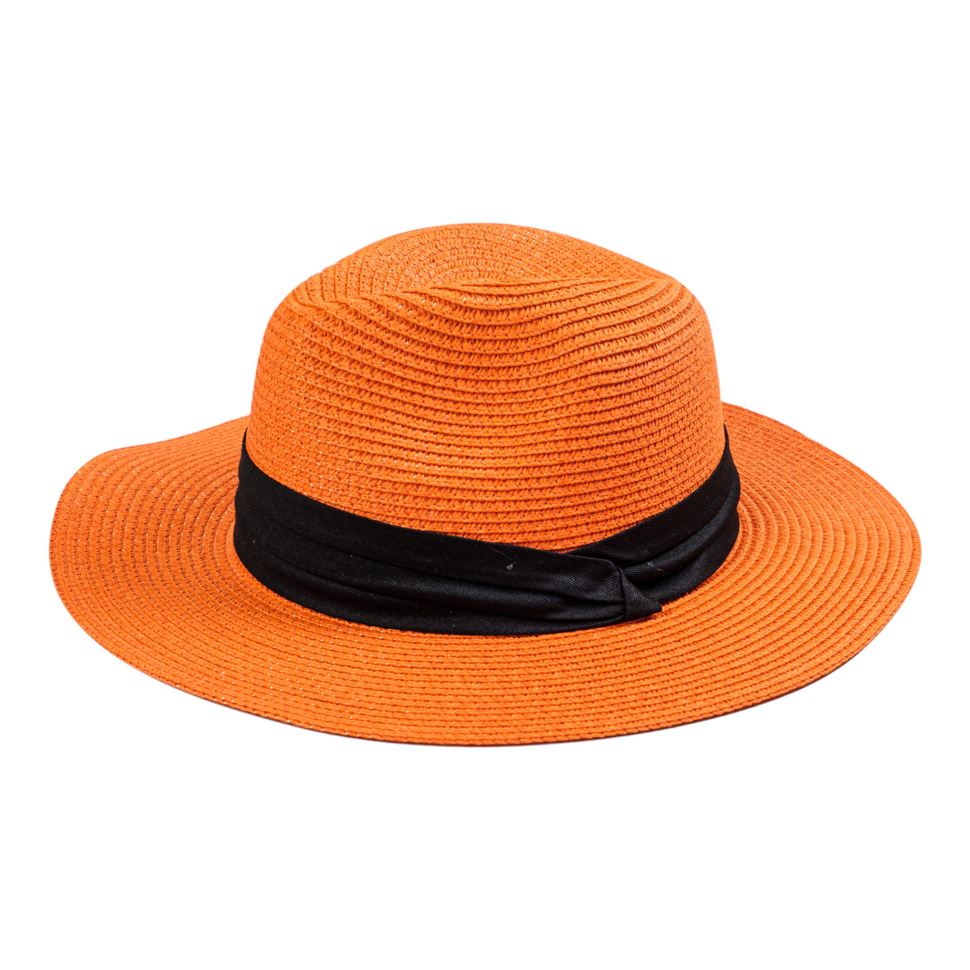 Chokore Chokore Straw Fedora Hat with Wide Brim (Orange) Chokore Straw Fedora Hat with Wide Brim (Orange) 