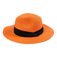 Chokore Chokore Straw Fedora Hat with Wide Brim (Orange)