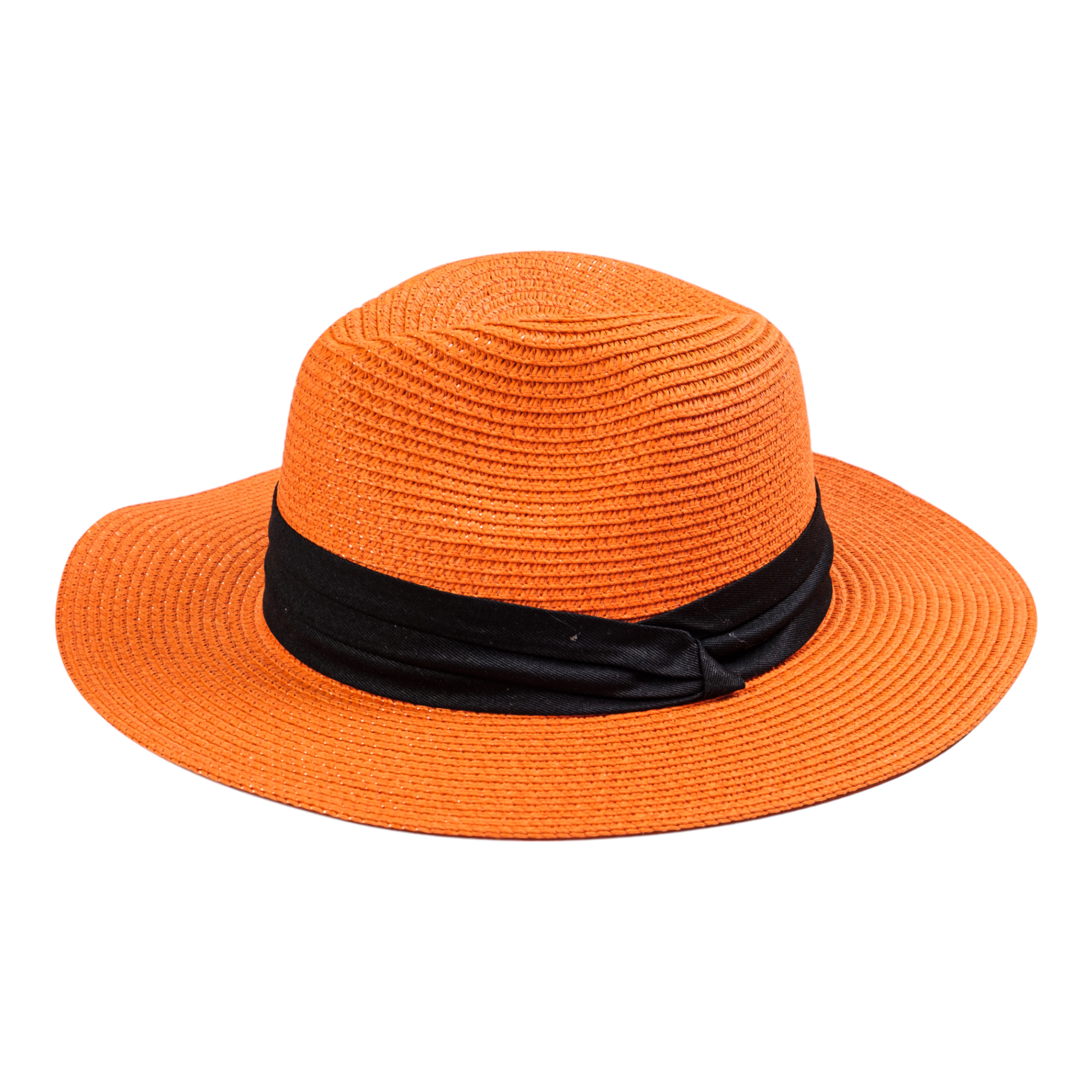 Chokore Straw Fedora Hat with Wide Brim (Orange)