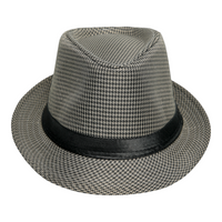 Chokore Chokore Fedora Hat in Houndstooth Pattern (Gray)