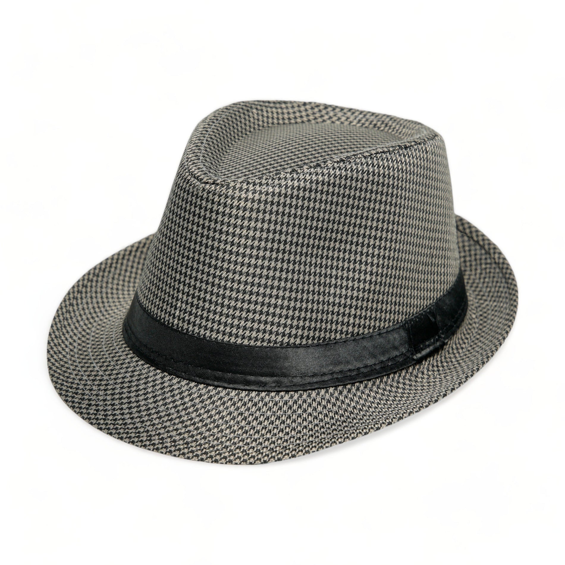 Chokore Chokore Fedora Hat in Houndstooth Pattern (Gray) Chokore Fedora Hat in Houndstooth Pattern (Gray) 