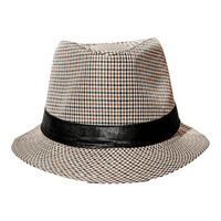 Chokore Chokore Fedora Hat in Houndstooth Pattern (Light Grey)