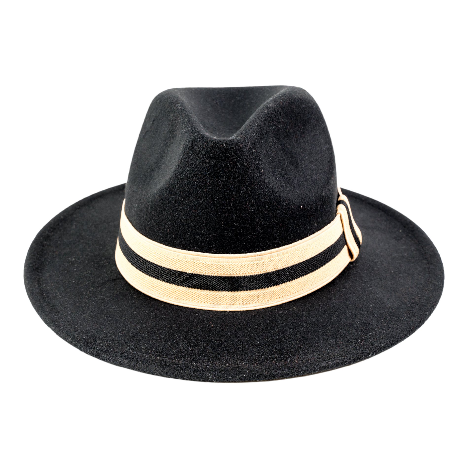 Chokore Chokore Pinched Crown Fedora Hat with Elastic Band (Black) Chokore Pinched Crown Fedora Hat with Elastic Band (Black) 