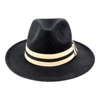 Chokore Chokore Pinched Crown Fedora Hat with Elastic Band (Black)