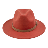 Chokore Chokore Pinched Fedora Hat with PU Leather Belt (Caramel)