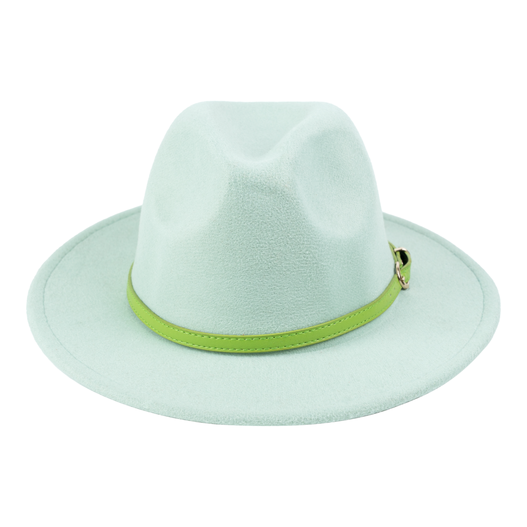 Chokore Fedora Hat with Green PU Leather Belt (Light Green)