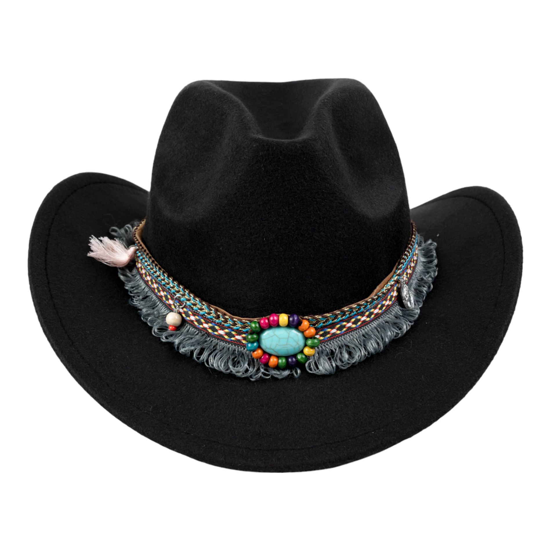 Chokore Chokore Boho-Tibetan Ethnic Cowboy Hat (Black) Chokore Boho-Tibetan Ethnic Cowboy Hat (Black) 