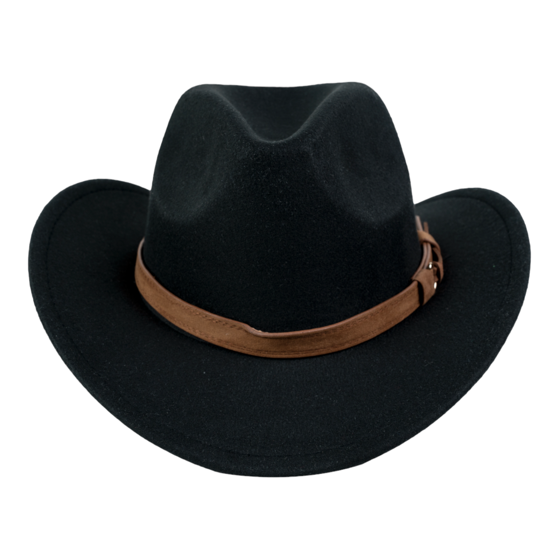 Chokore Chokore Pinched Cowboy Hat with PU Leather Belt (Black) Chokore Pinched Cowboy Hat with PU Leather Belt (Black) 