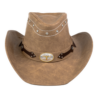 Chokore Chokore PU Leather Cowboy Hat with Ox Head (Camel)