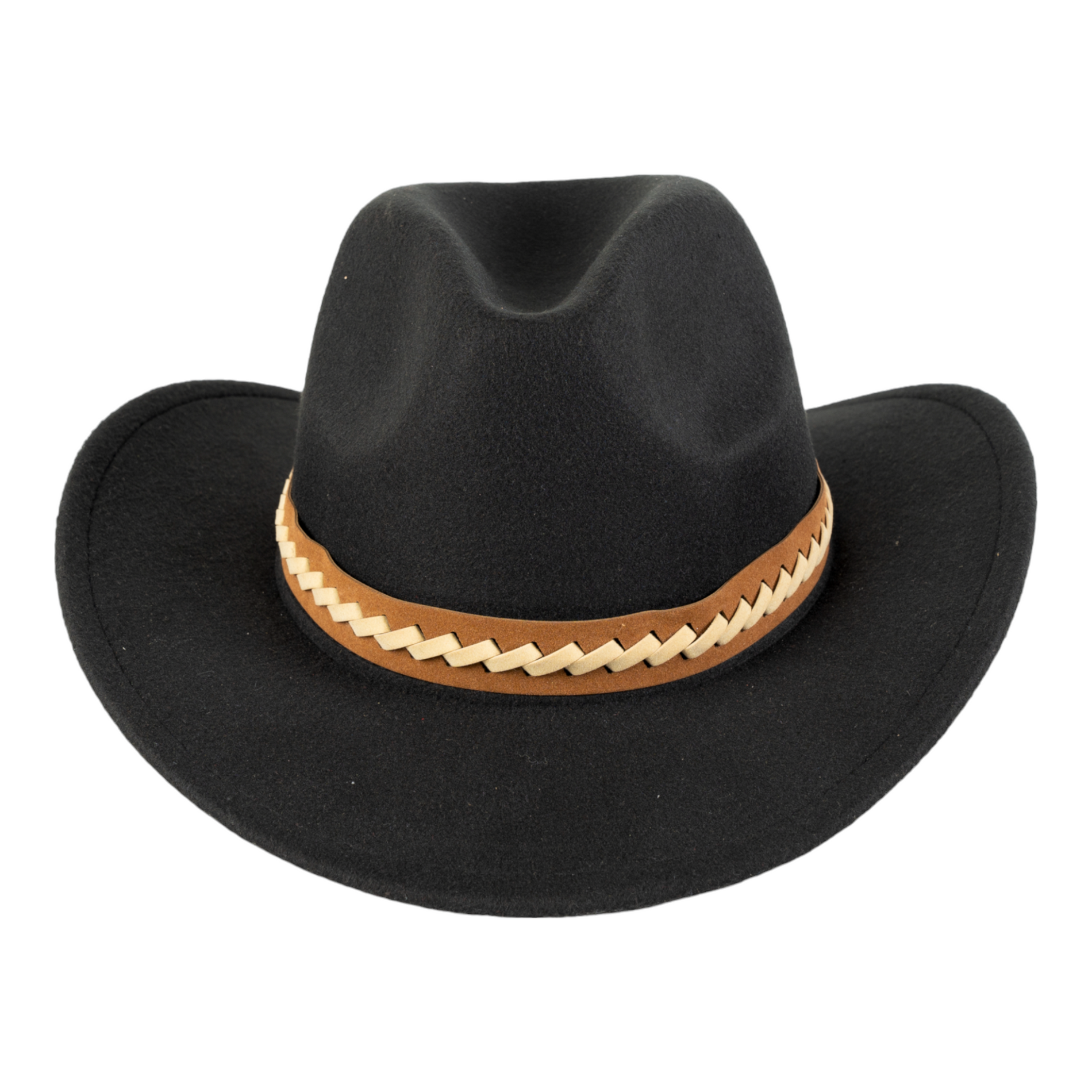 Chokore Chokore Cowboy Hat with Braided PU Belt (Black) Chokore Cowboy Hat with Braided PU Belt (Black) 