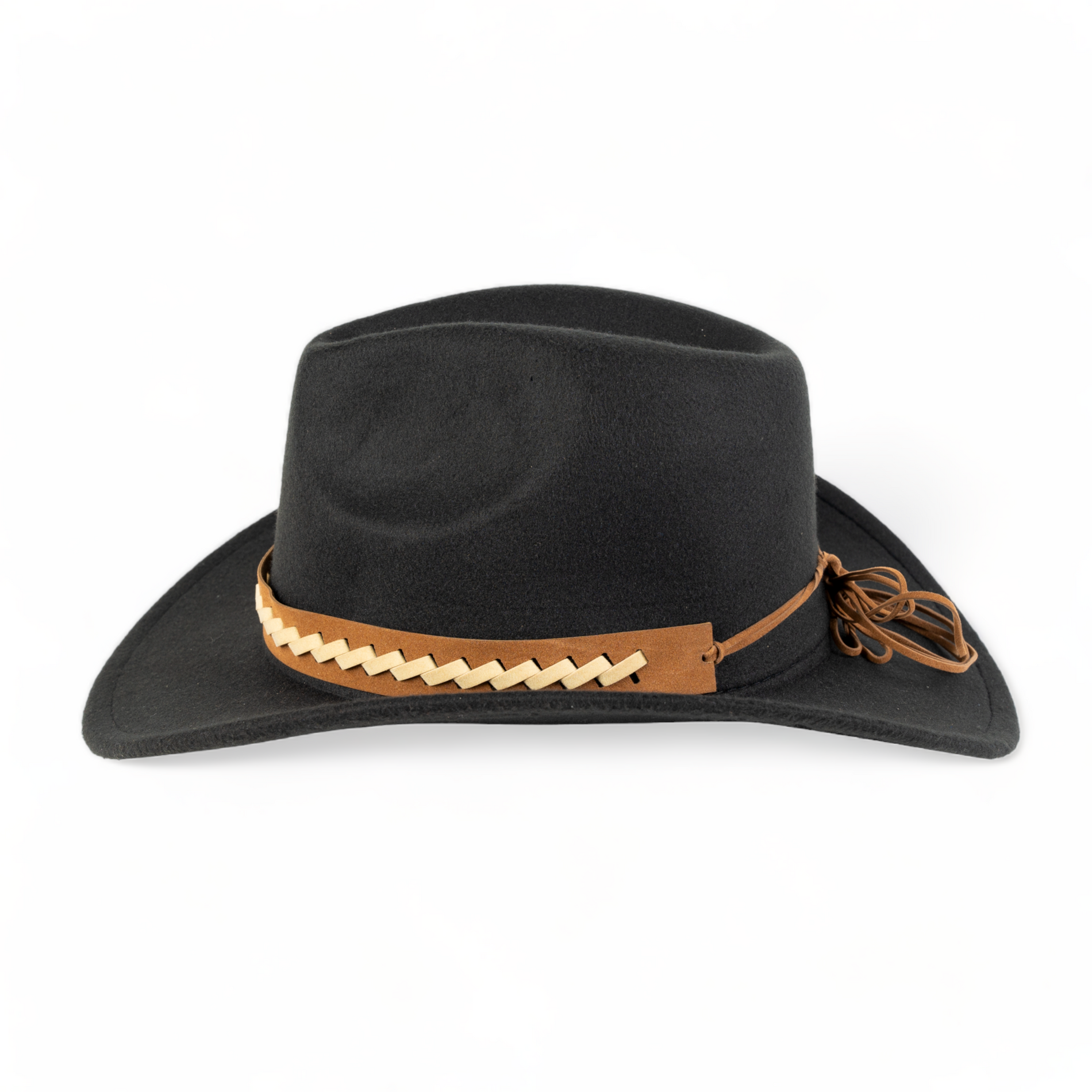 Chokore Chokore Cowboy Hat with Braided PU Belt (Black) Chokore Cowboy Hat with Braided PU Belt (Black) 