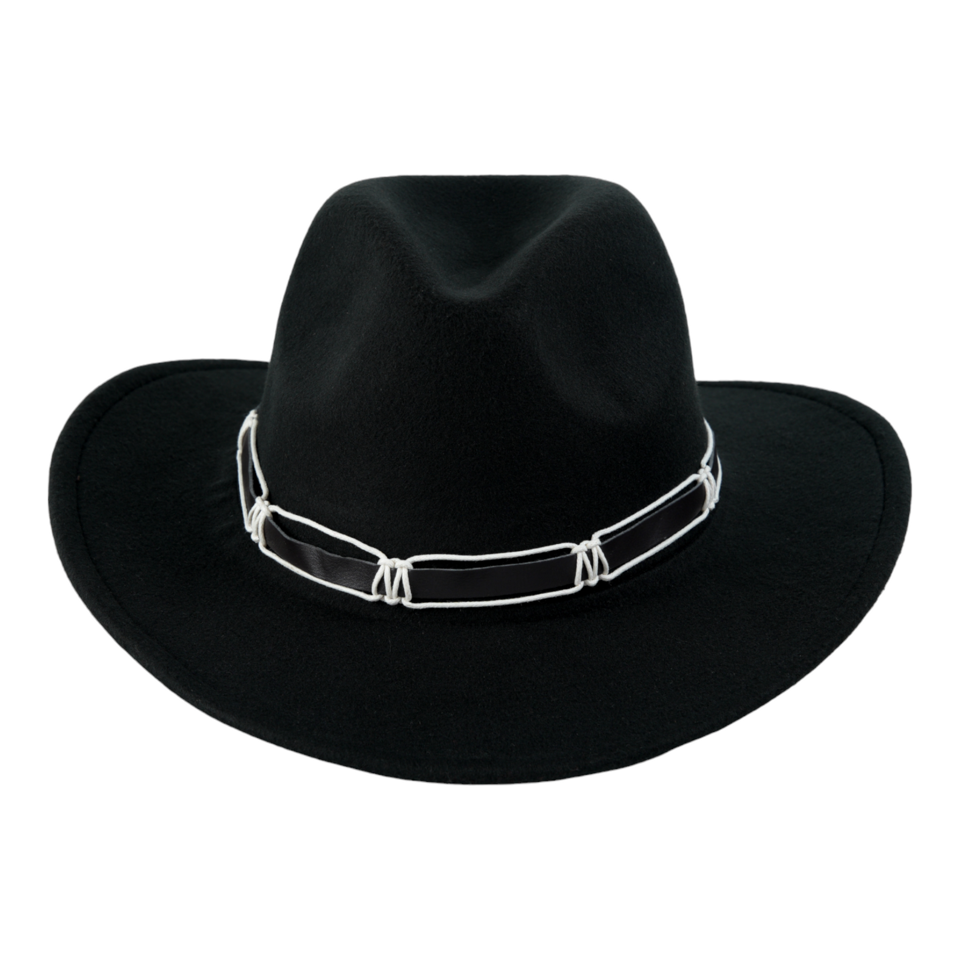 Chokore  Chokore Cowboy Hat with Black and White Belt (Black) 