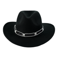 Chokore Chokore Cowboy Hat with Black and White Belt (Black)