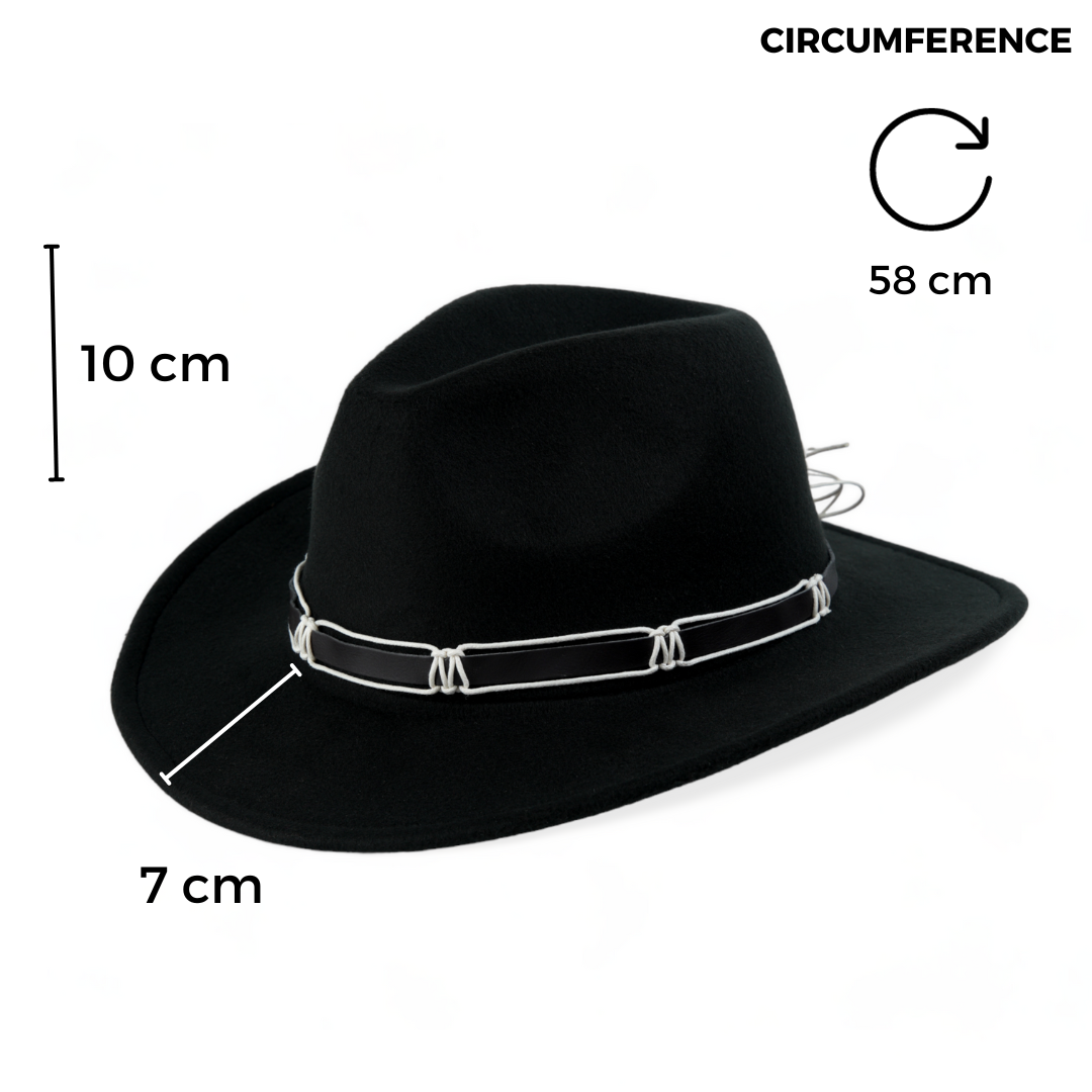 Chokore Chokore Cowboy Hat with Black and White Belt (Black) Chokore Cowboy Hat with Black and White Belt (Black) 