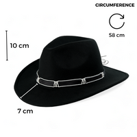 Chokore Chokore Cowboy Hat with Black and White Belt (Black)