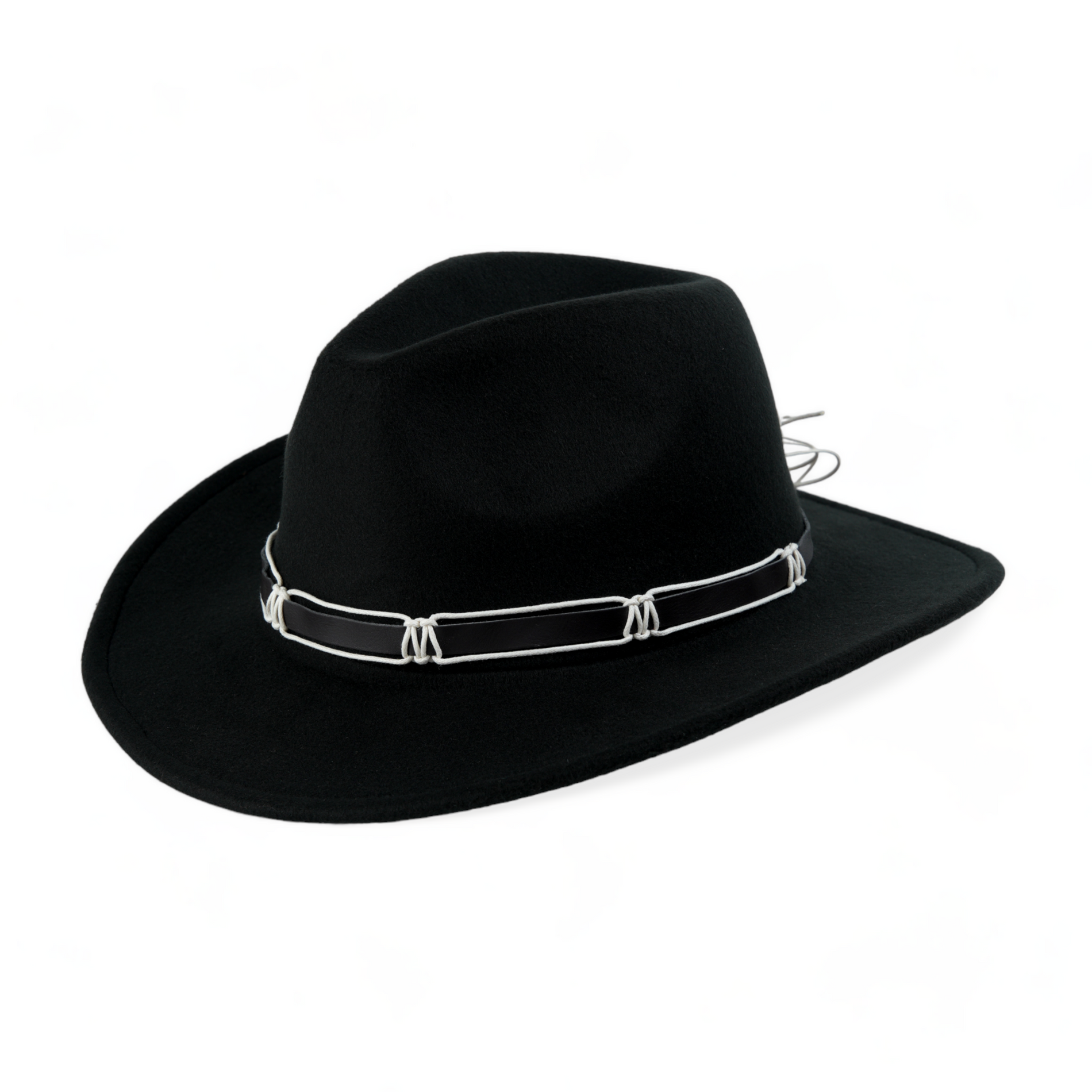 Chokore Chokore Cowboy Hat with Black and White Belt (Black) Chokore Cowboy Hat with Black and White Belt (Black) 