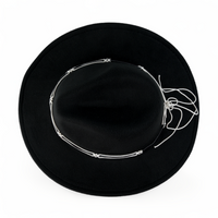 Chokore Chokore Cowboy Hat with Black and White Belt (Black)