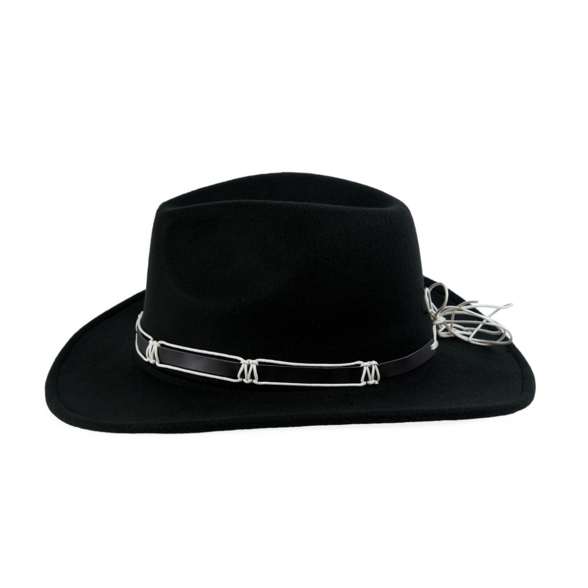 Chokore Chokore Cowboy Hat with Black and White Belt (Black) Chokore Cowboy Hat with Black and White Belt (Black) 