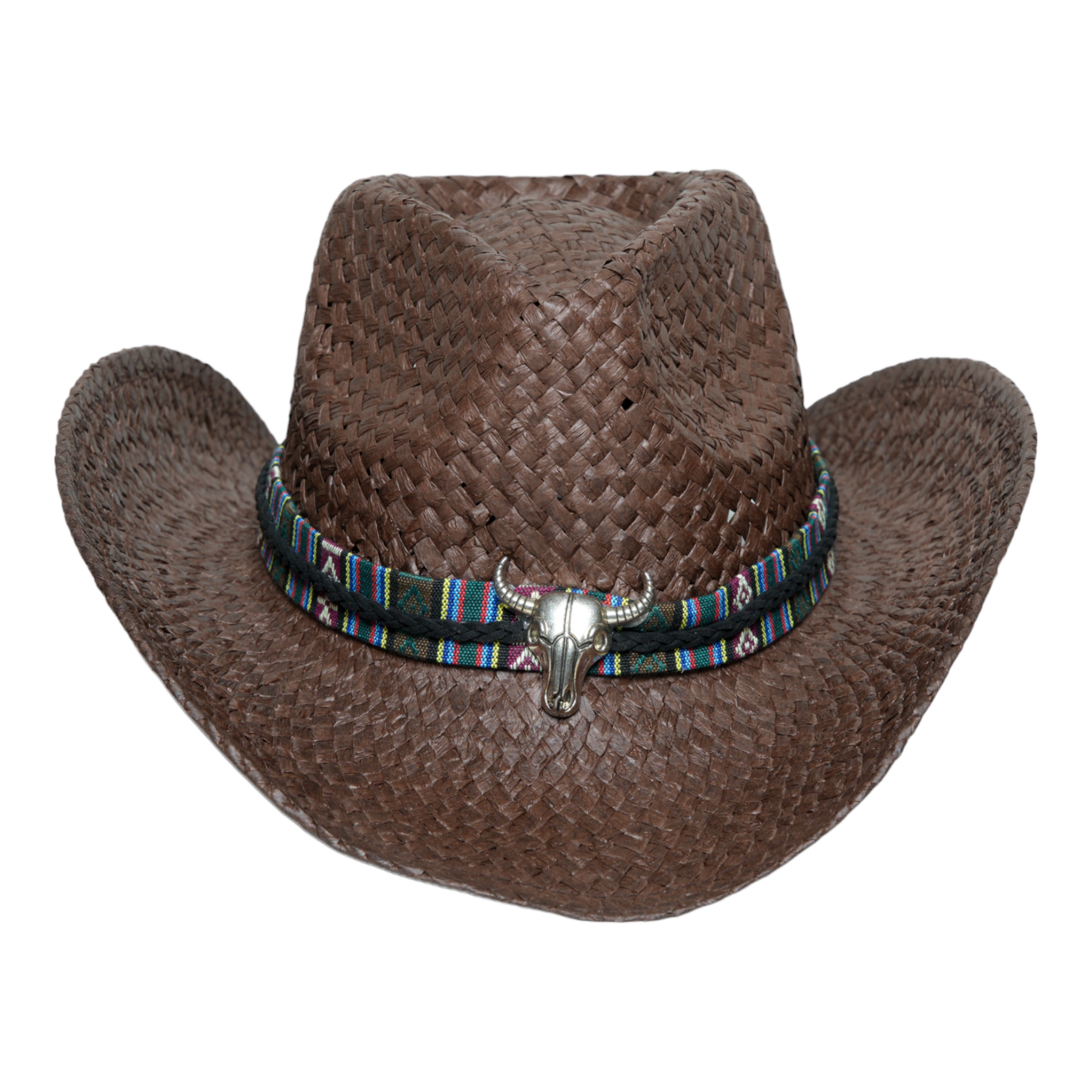 Chokore Chokore Handcrafted Straw Cowboy Hat with Ox head Belt (Brown) Chokore Handcrafted Straw Cowboy Hat with Ox head Belt (Brown) 