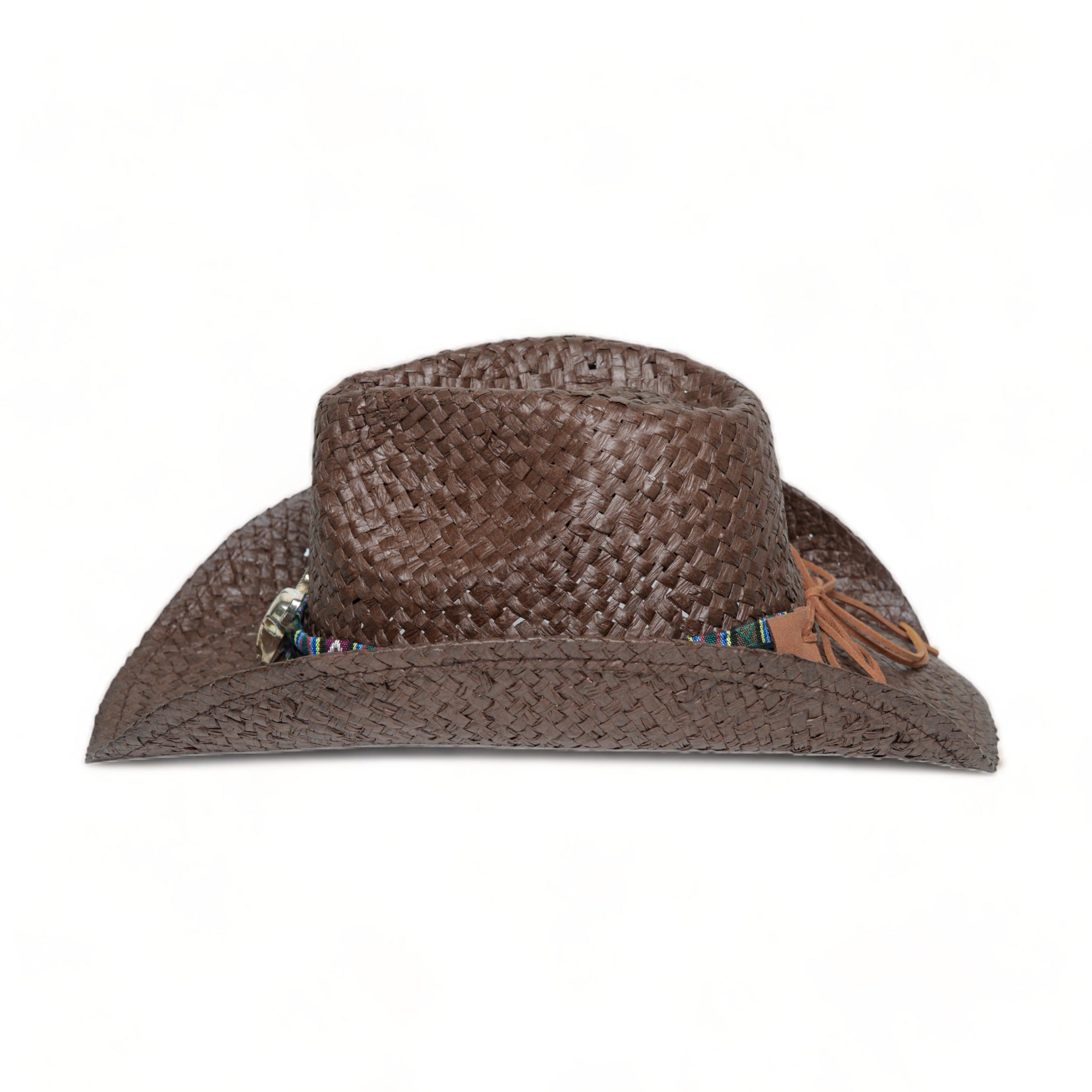 Chokore Chokore Handcrafted Straw Cowboy Hat with Ox head Belt (Brown) Chokore Handcrafted Straw Cowboy Hat with Ox head Belt (Brown) 