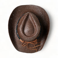 Chokore Chokore Handcrafted Straw Cowboy Hat with Ox head Belt (Brown)