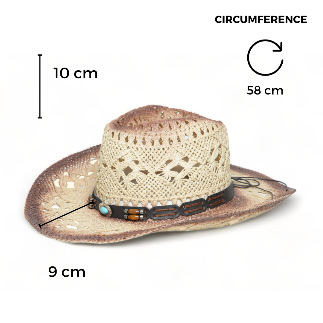 Chokore Chokore Handcrafted Double-tone Straw Cowboy Hat (Beige) Chokore Handcrafted Double-tone Straw Cowboy Hat (Beige) 