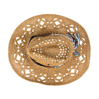 Chokore Chokore Handcrafted Straw Cowboy Hat with Tibetan Belt (Khaki)