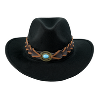 Chokore Chokore Cowboy Hat with Braided PU Belt (Black)