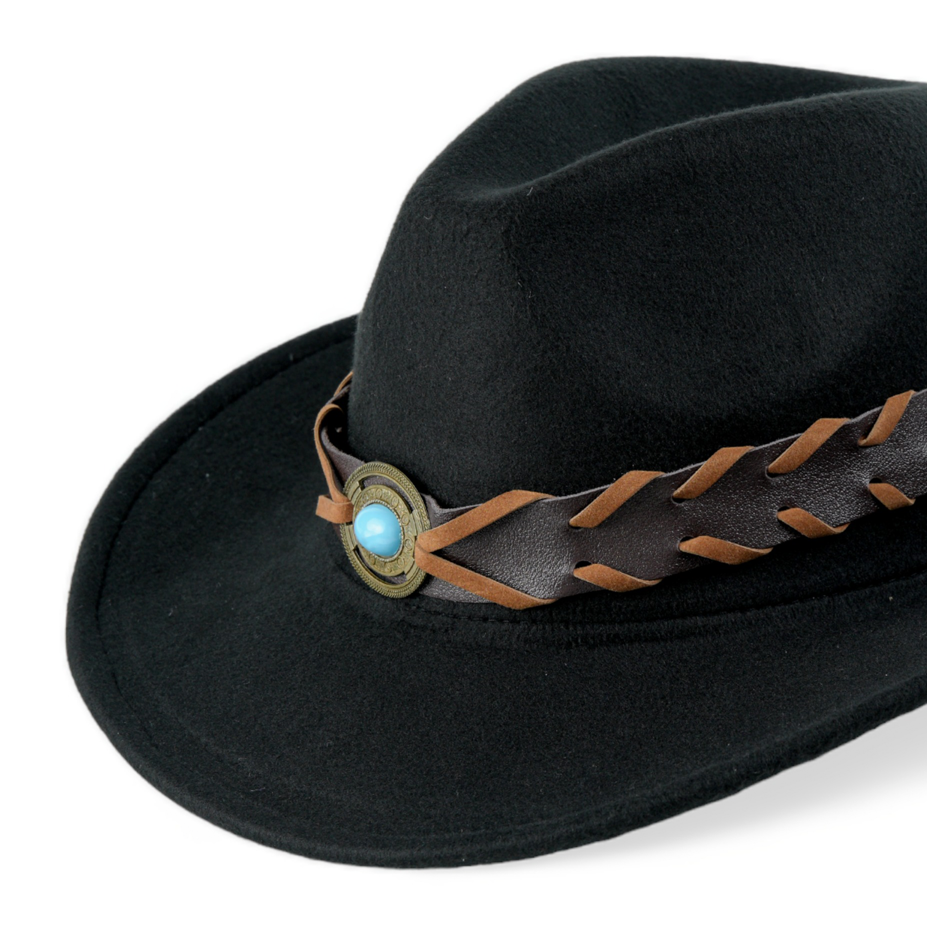 Chokore Chokore Cowboy Hat with Braided PU Belt (Black) Chokore Cowboy Hat with Braided PU Belt (Black) 