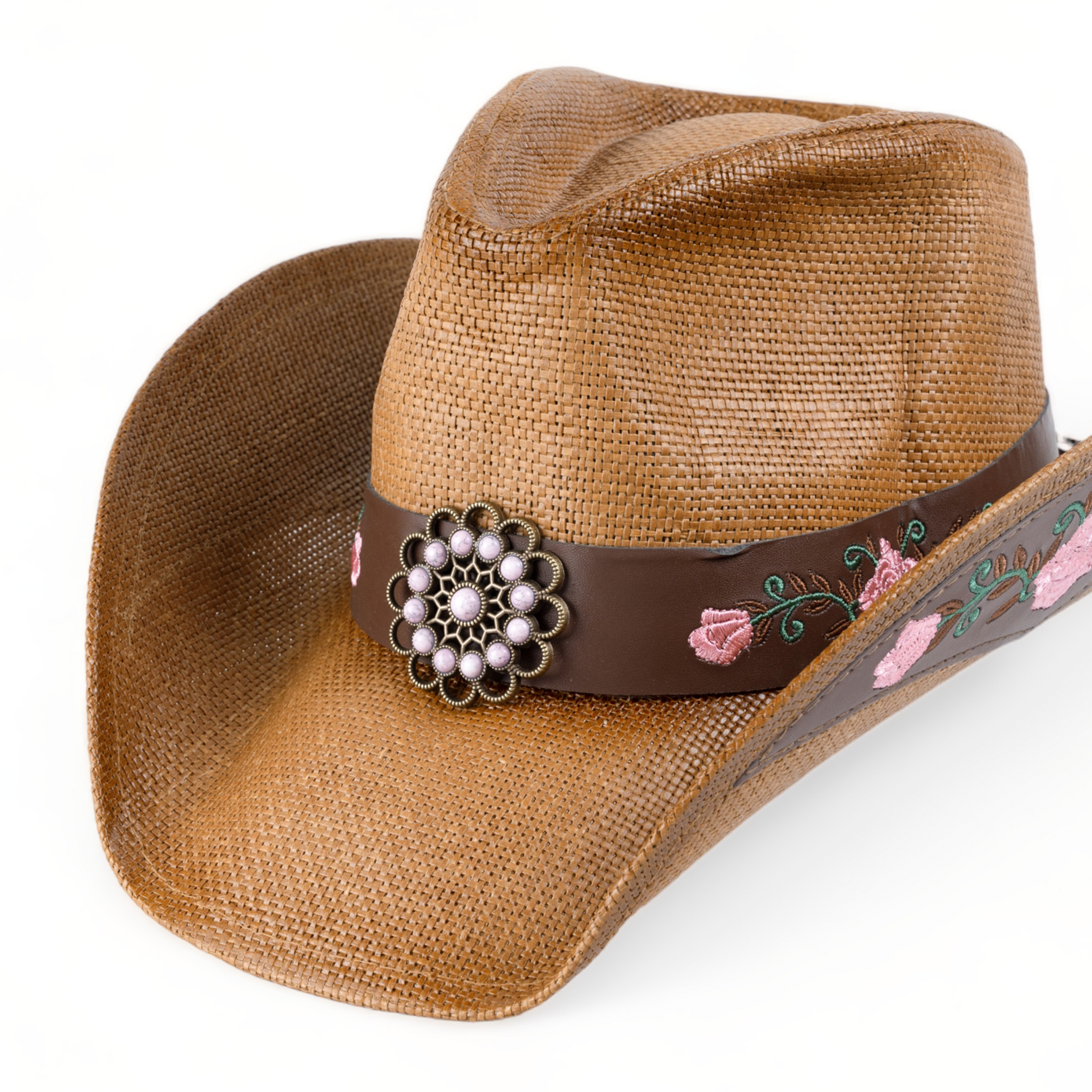 Chokore Chokore Embroidered Straw Cowboy Hat with Windproof Belt (Khaki) Chokore Embroidered Straw Cowboy Hat with Windproof Belt (Khaki) 