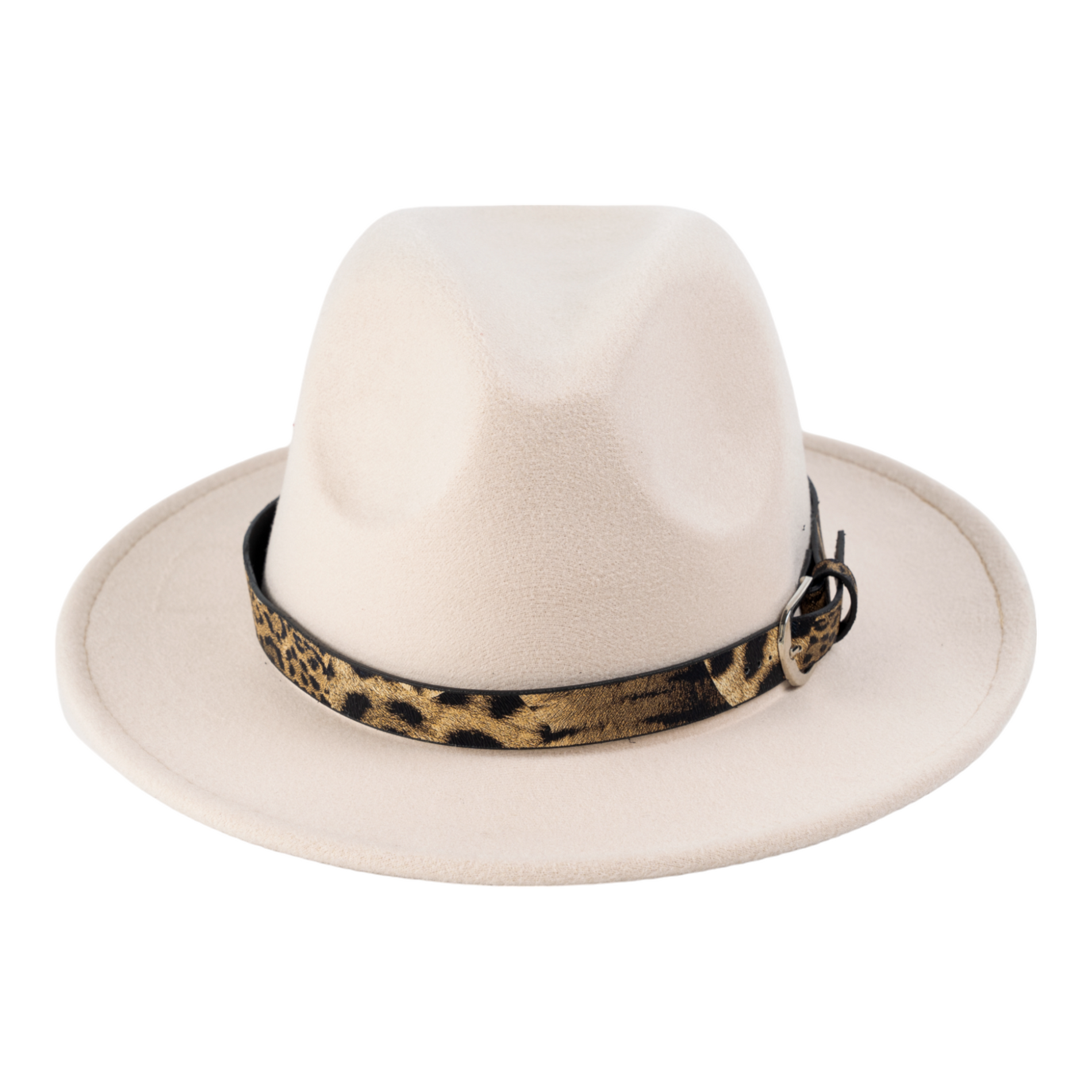 Chokore  Chokore Fedora Hat with Leopard Belt (Beige) 