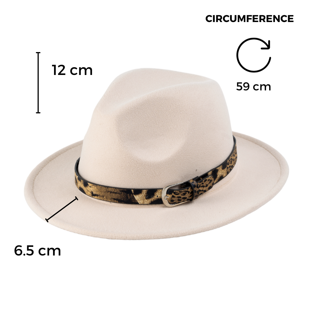 Chokore Chokore Fedora Hat with Leopard Belt (Beige) Chokore Fedora Hat with Leopard Belt (Beige) 