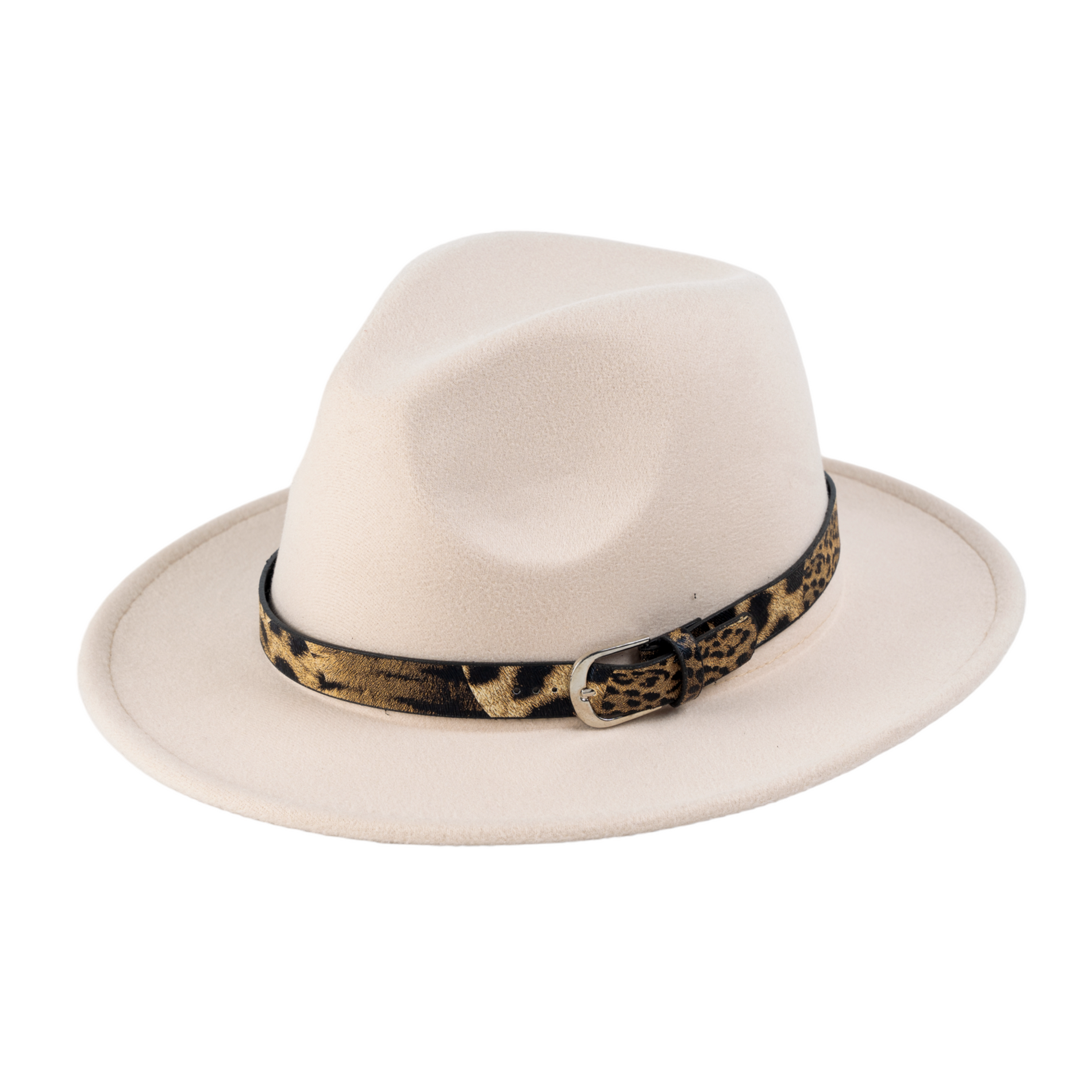 Chokore Chokore Fedora Hat with Leopard Belt (Beige) Chokore Fedora Hat with Leopard Belt (Beige) 