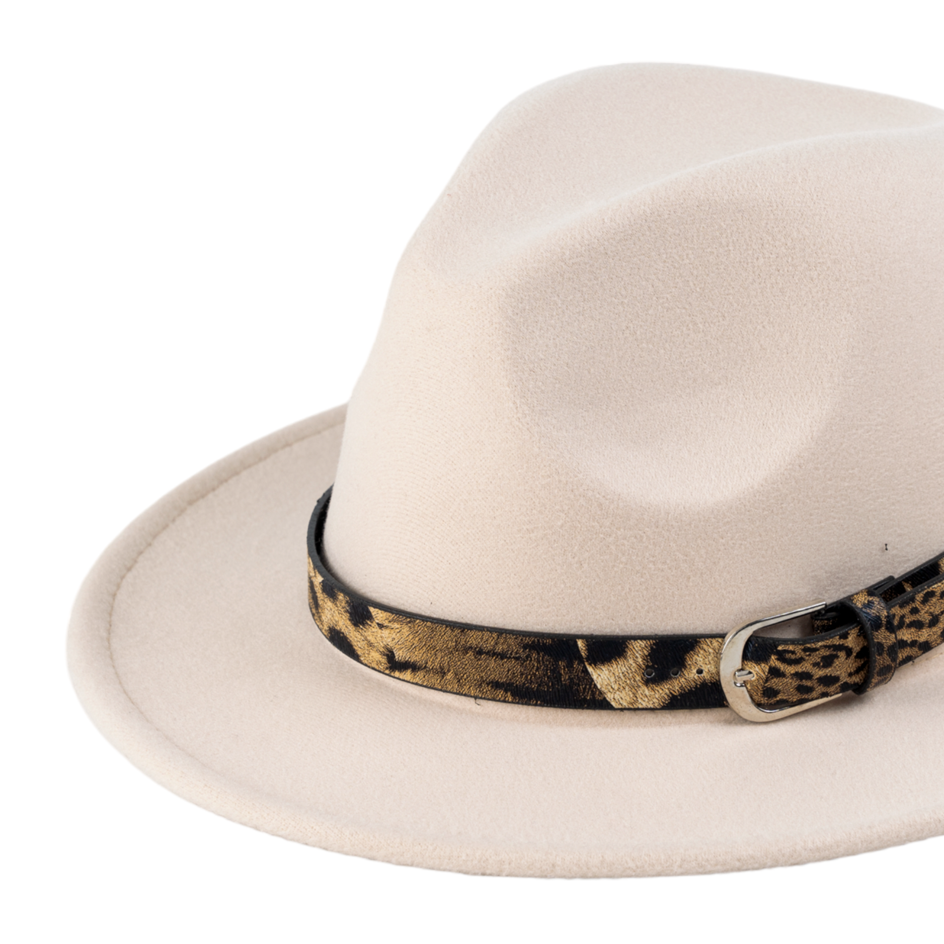 Chokore Chokore Fedora Hat with Leopard Belt (Beige) Chokore Fedora Hat with Leopard Belt (Beige) 