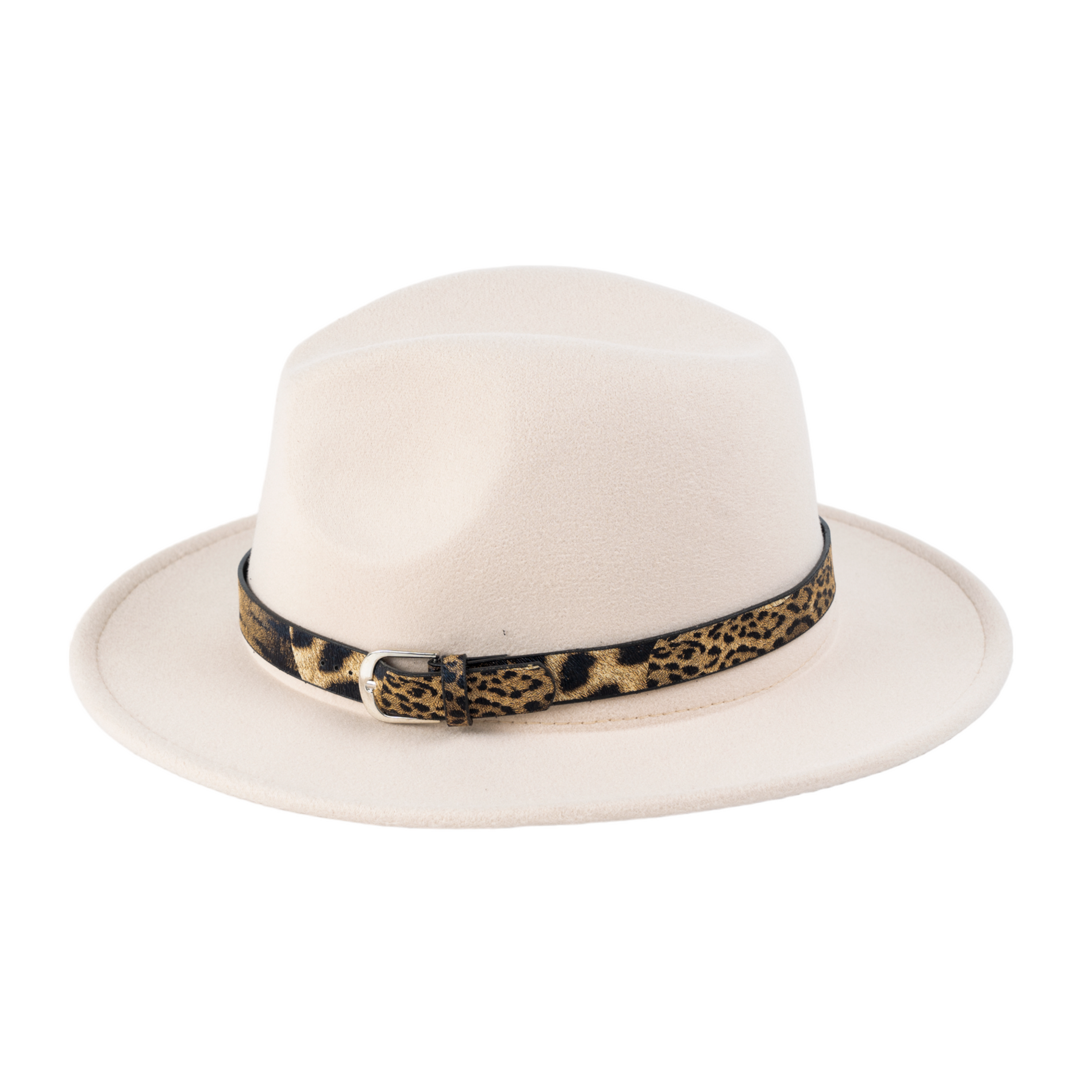 Chokore Chokore Fedora Hat with Leopard Belt (Beige) Chokore Fedora Hat with Leopard Belt (Beige) 