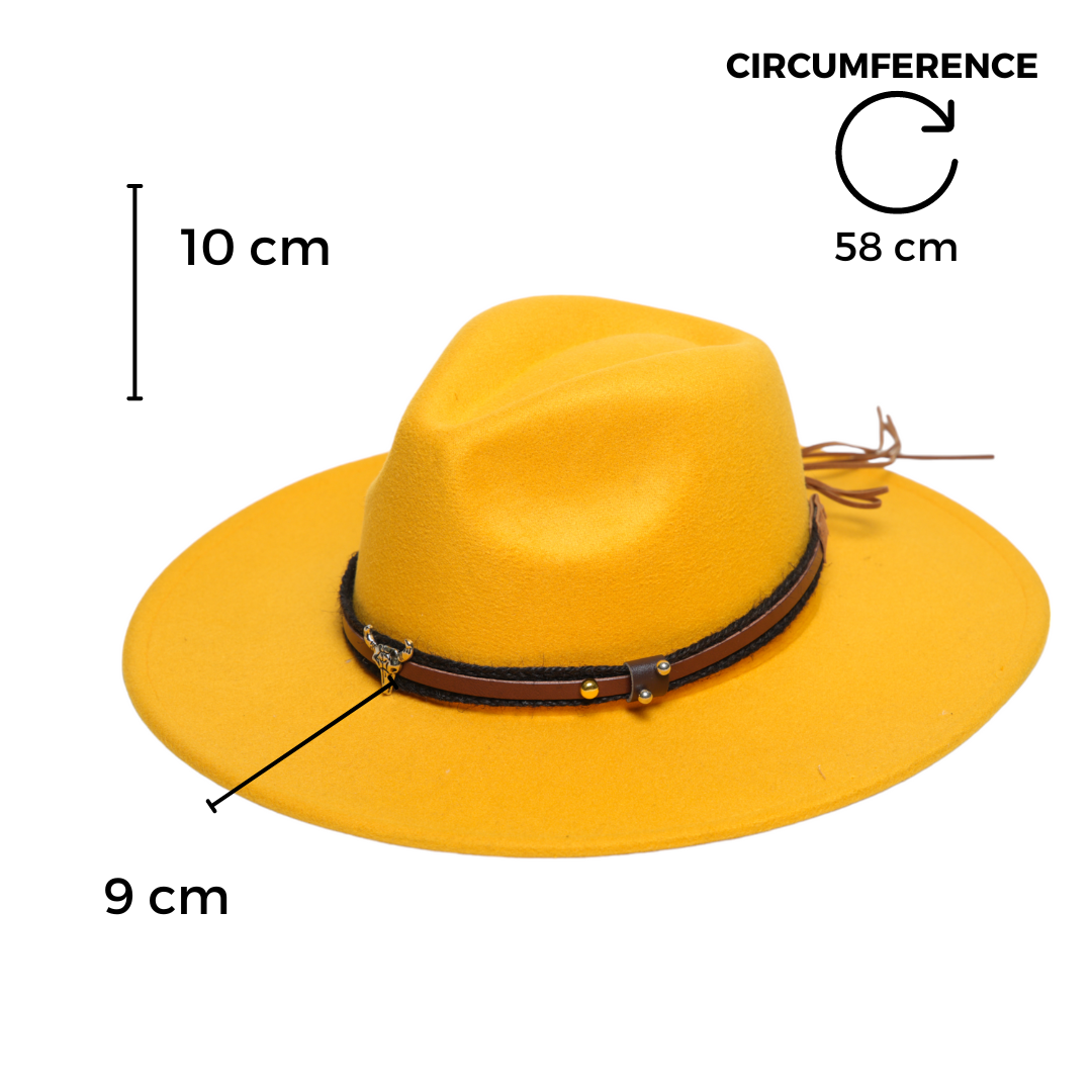 Chokore Chokore American Cowhead Fedora Hat (Yellow) Chokore American Cowhead Fedora Hat (Yellow) 