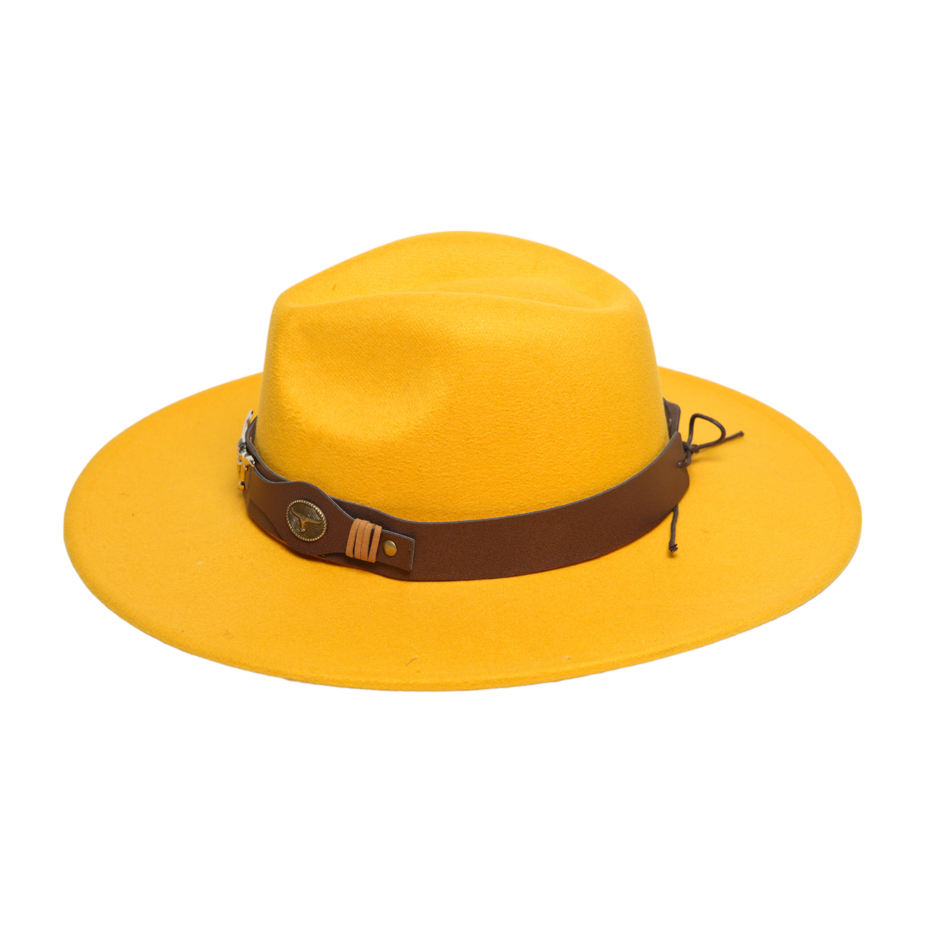 Chokore Chokore Fedora Hat with Ox head belt  (Yellow) Chokore Fedora Hat with Ox head belt  (Yellow) 