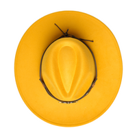 Chokore Chokore Fedora Hat with Ox head belt  (Yellow)