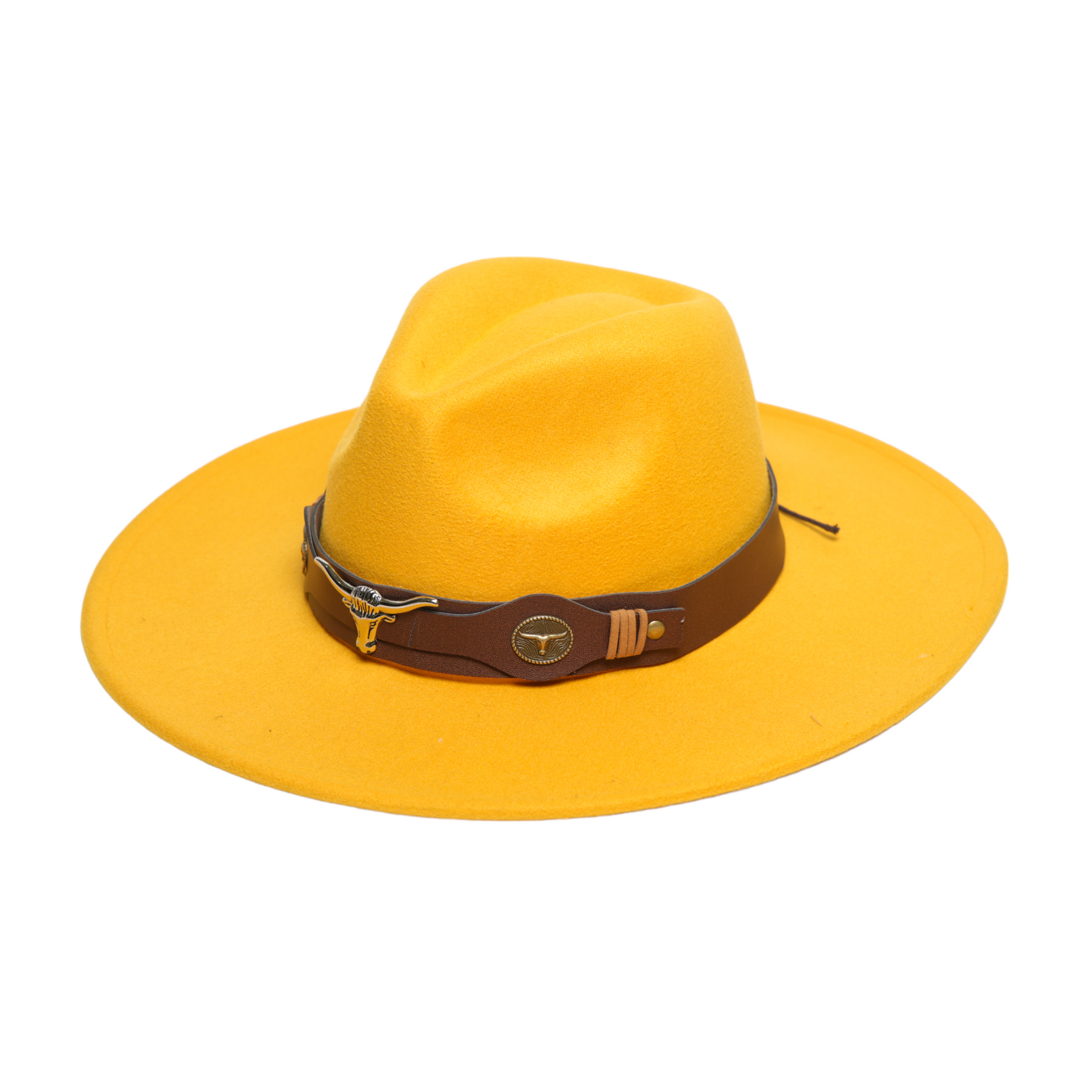 Chokore Chokore Fedora Hat with Ox head belt  (Yellow) Chokore Fedora Hat with Ox head belt  (Yellow) 