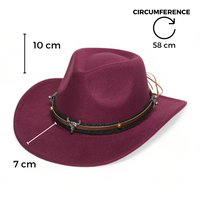 Chokore Chokore American Cowhead Fedora Hat (Burgundy)