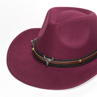 Chokore Chokore American Cowhead Fedora Hat (Burgundy)