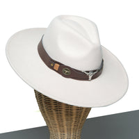 Chokore Chokore fedora hat with Ox head belt  (Off White)