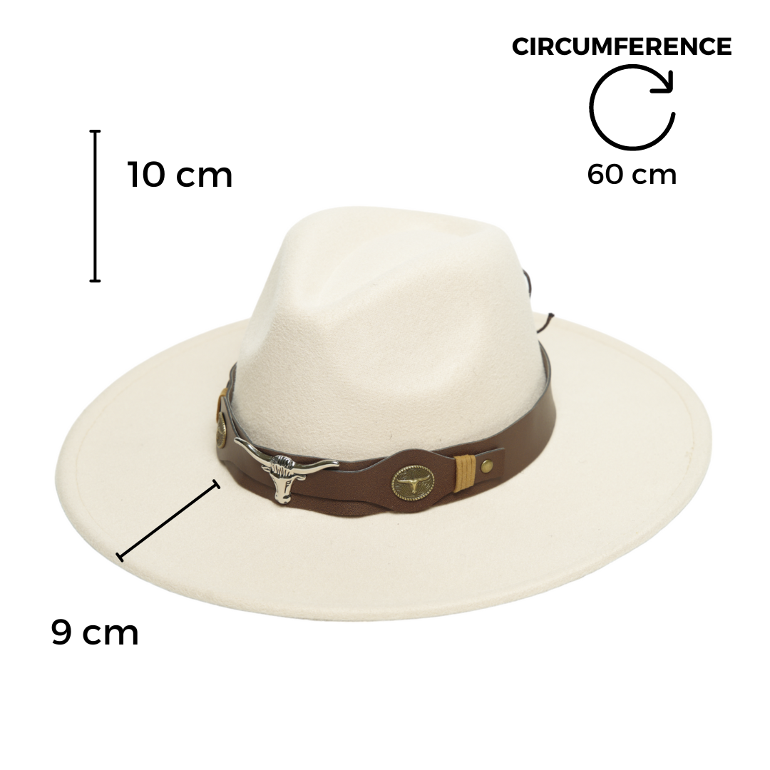 Chokore Chokore fedora hat with Ox head belt  (Off White) Chokore fedora hat with Ox head belt  (Off White) 