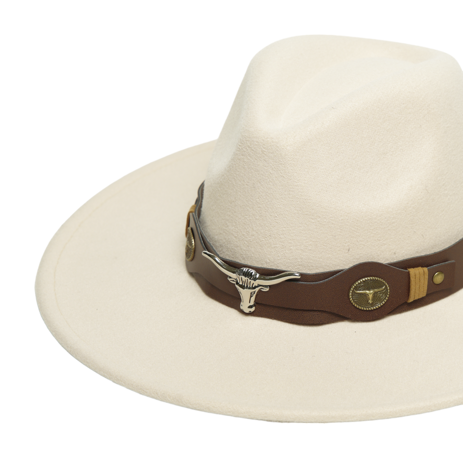 Chokore Chokore fedora hat with Ox head belt  (Off White) Chokore fedora hat with Ox head belt  (Off White) 